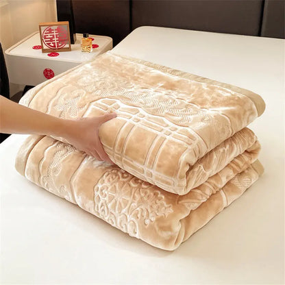 Manta de Felpa Color Beige - Extra Suave y Cálida para Invierno (200x220 cm, 4,5 kg)