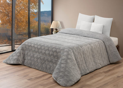 Edredón Comforter Polar con Sherpa – MODELO Hojas de Brisa - 240 x 260 cm