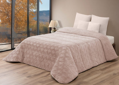 Edredón Comforter Polar con Sherpa – MODELO Hojas de Brisa - 240 x 260 cm